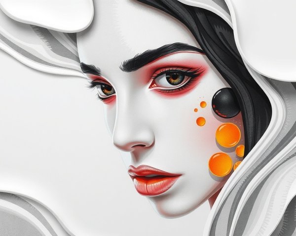 Stylized Portrait of a Woman with Bold Makeup