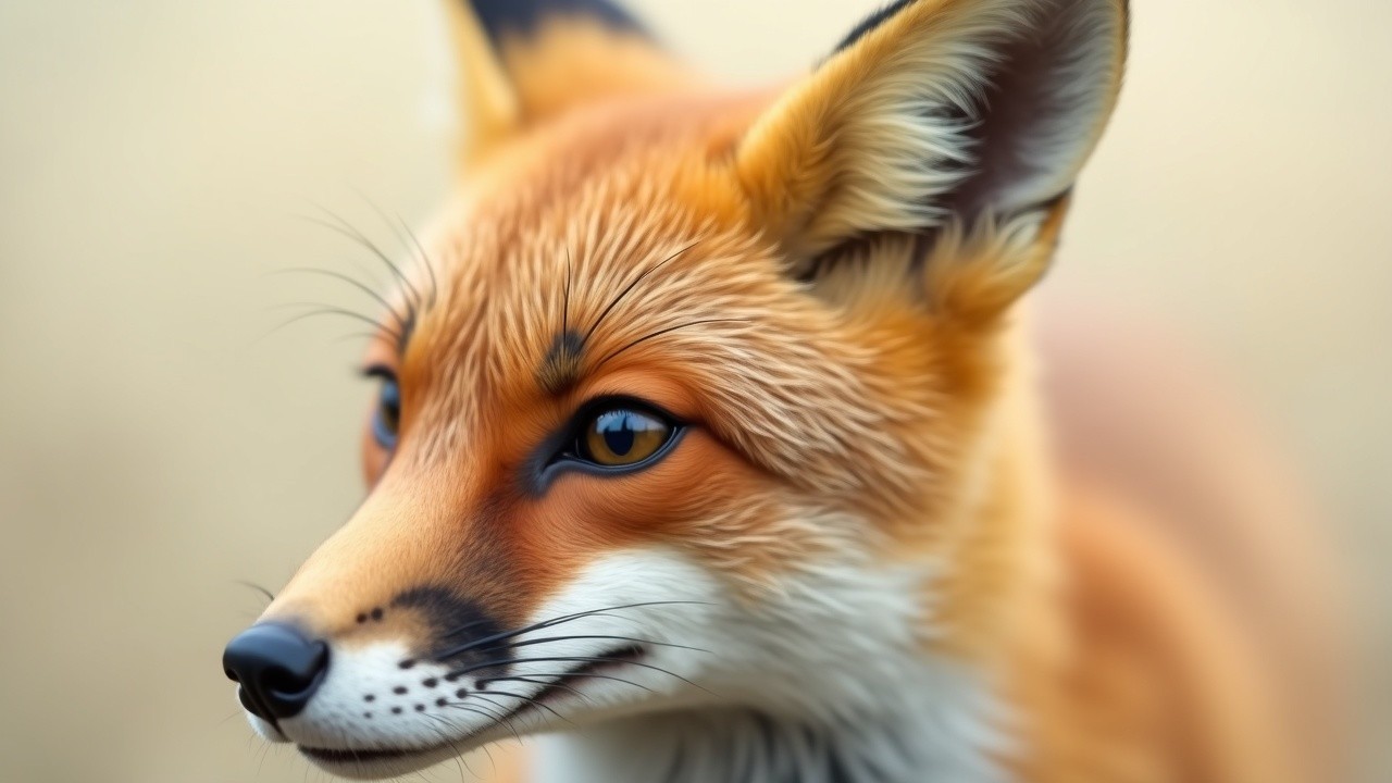 Close-Up of a Fox with Orange Fur and Amber Eyes
