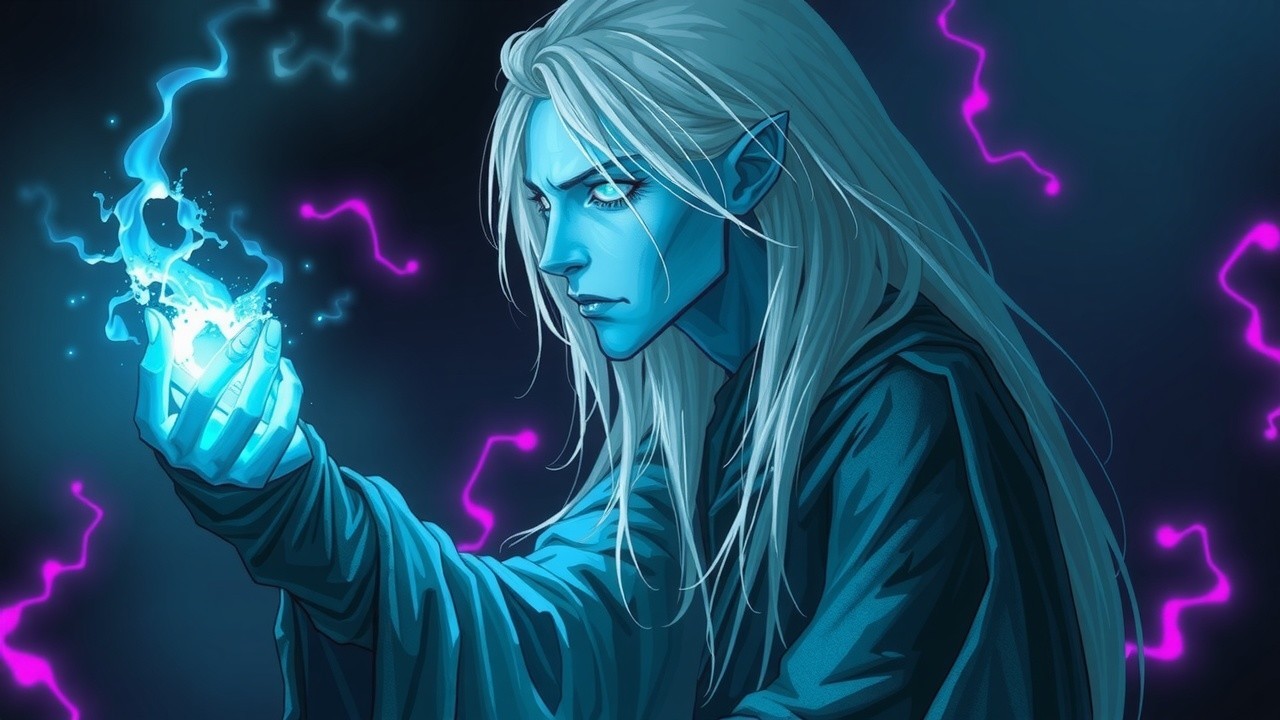 Fantasy Character with White Hair and Energy Orb
