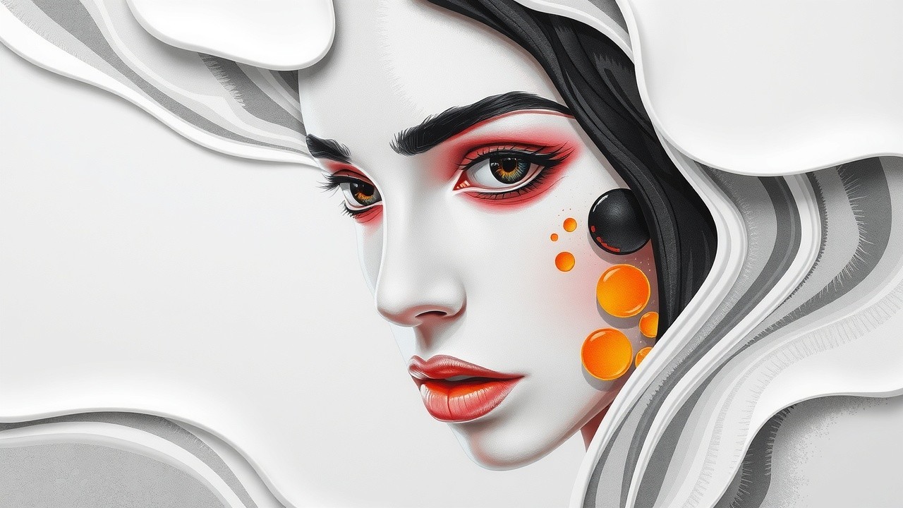 Stylized Portrait of a Woman with Bold Makeup
