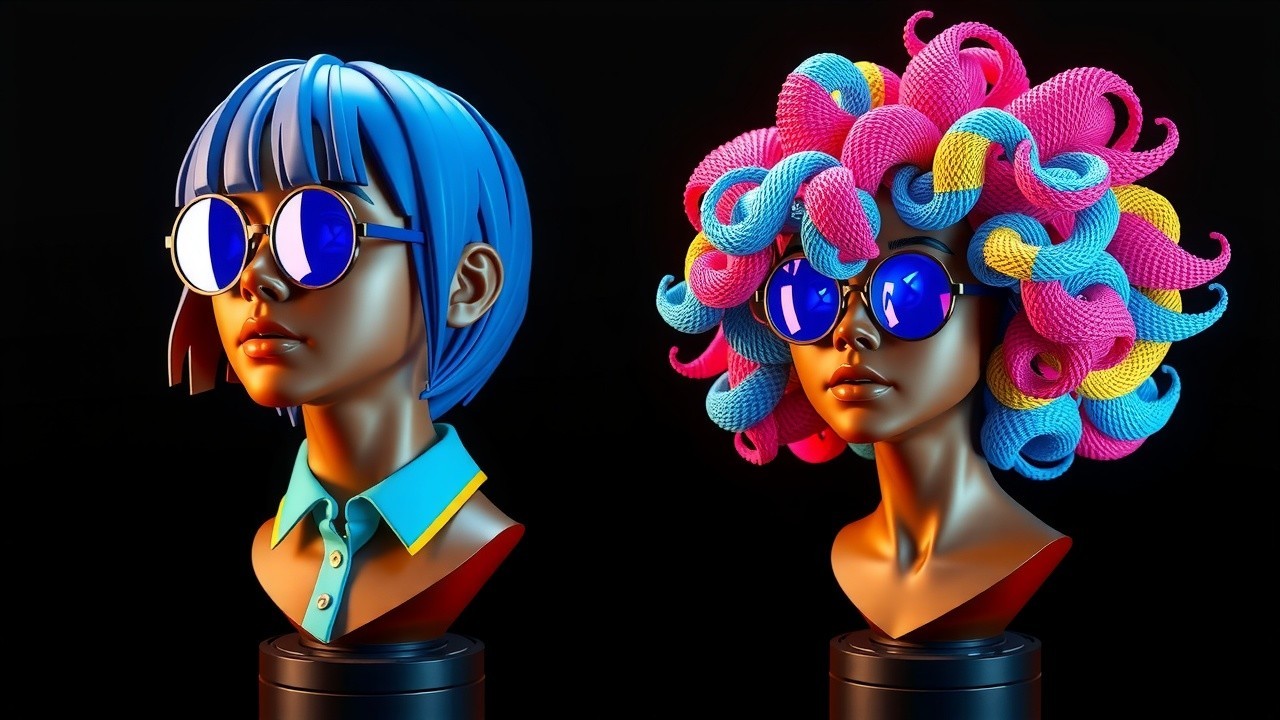 Stylized Busts of Female Characters with Unique Hairstyles