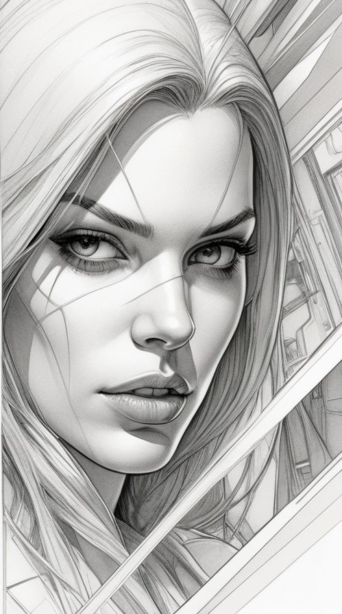Black-and-White Illustration of a Woman's Face