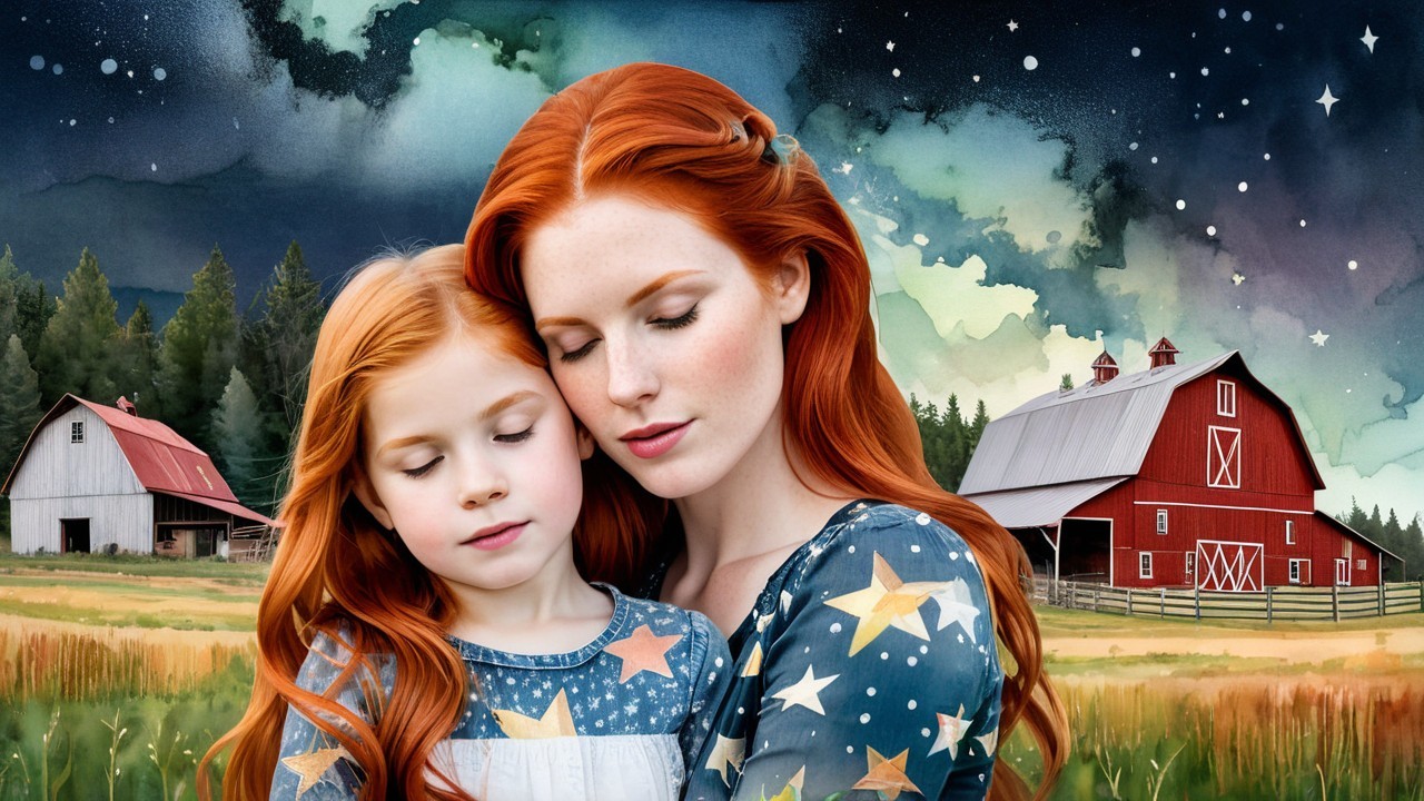 Warm Embrace Under a Starry Farm Landscape