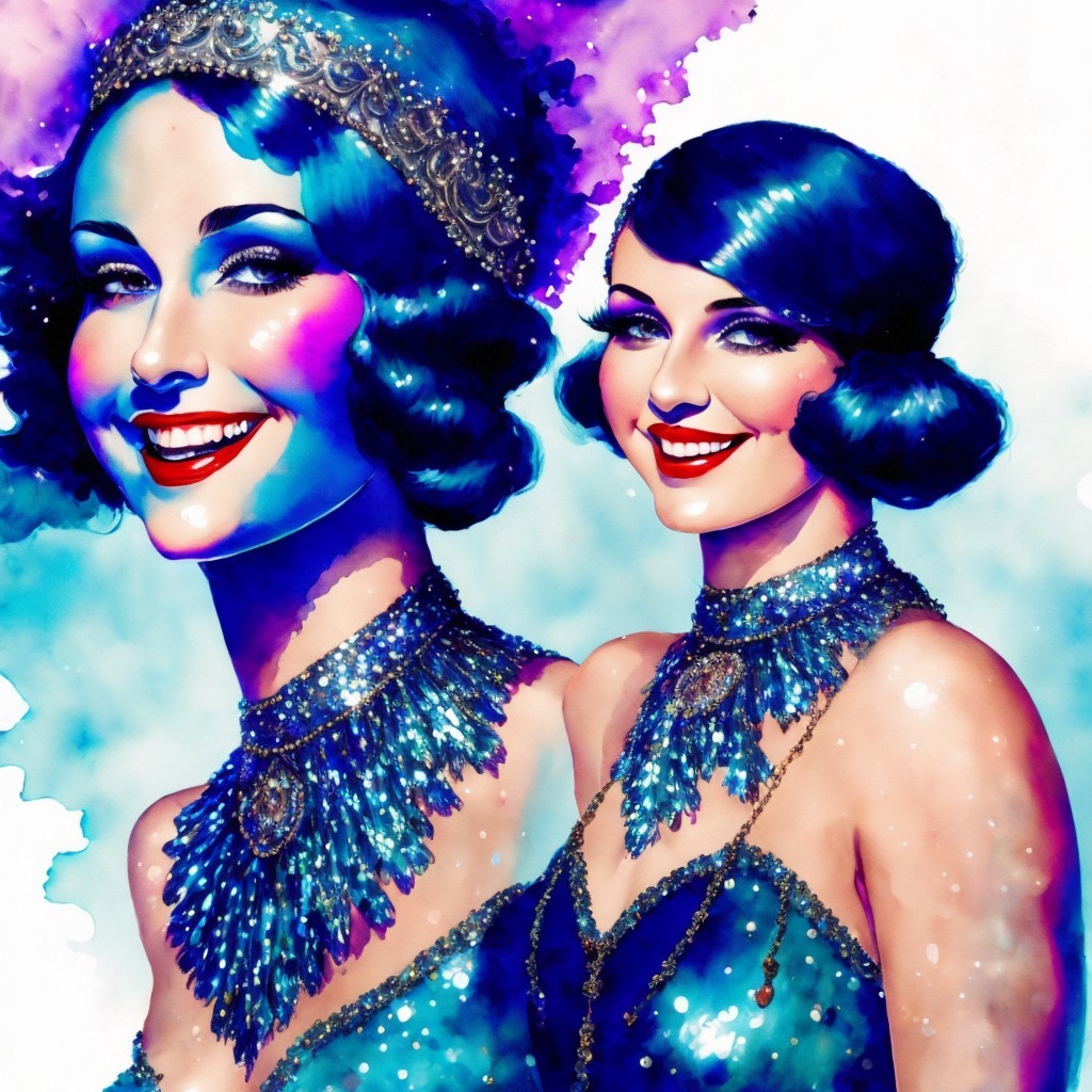 Glamorous Women in 1920s Shimmering Outfits