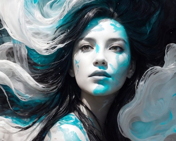 Fantasy Portrait of a Young Woman with Abstract Markings