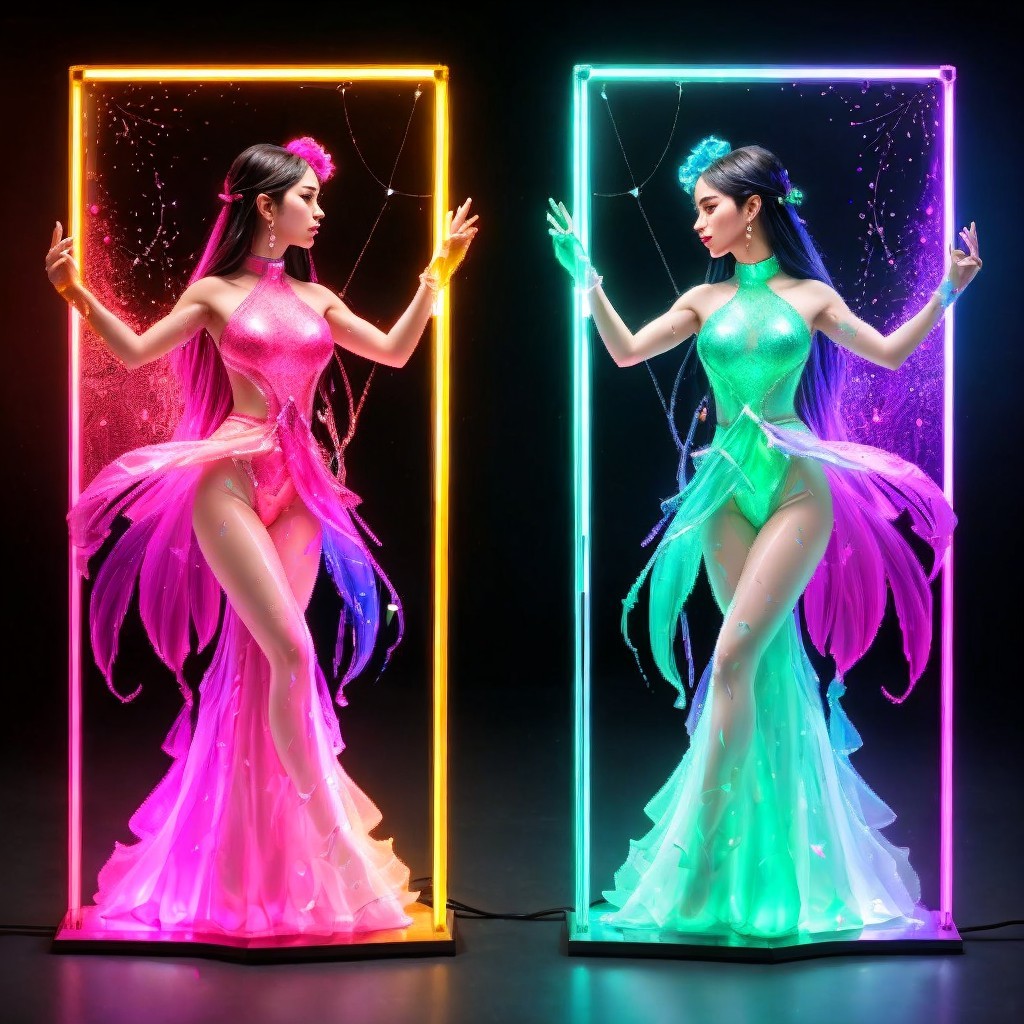 Stylish Female Figure in Vibrant Split Design