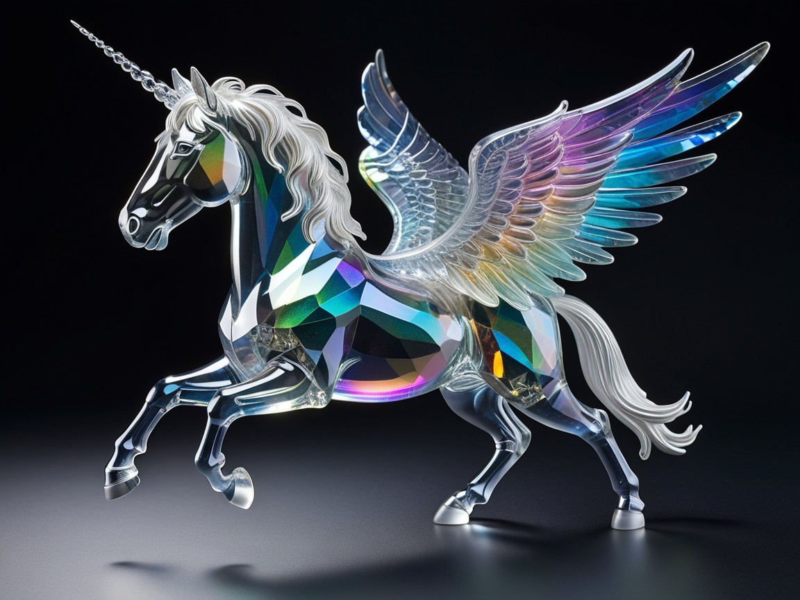 Intricate Crystal Unicorn Figurine with Vibrant Colors