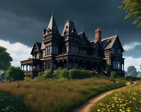 Gothic Victorian Mansion with Intricate Architectural Details