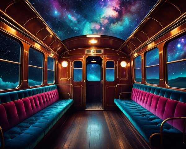 Ornate train carriage with luxury interior design