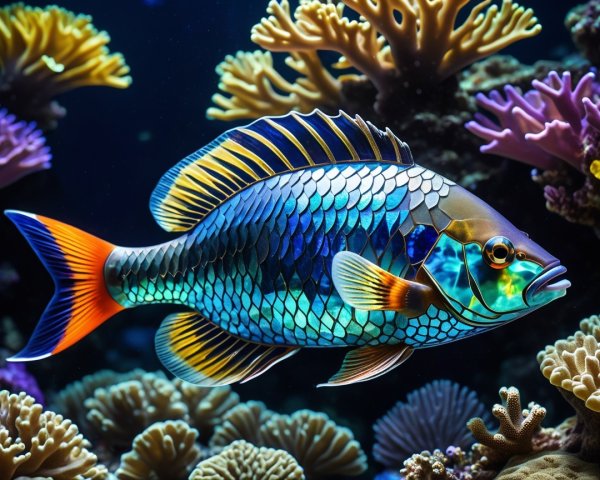 Vivid Fish Among Colorful Coral Reefs in Tropical Scene