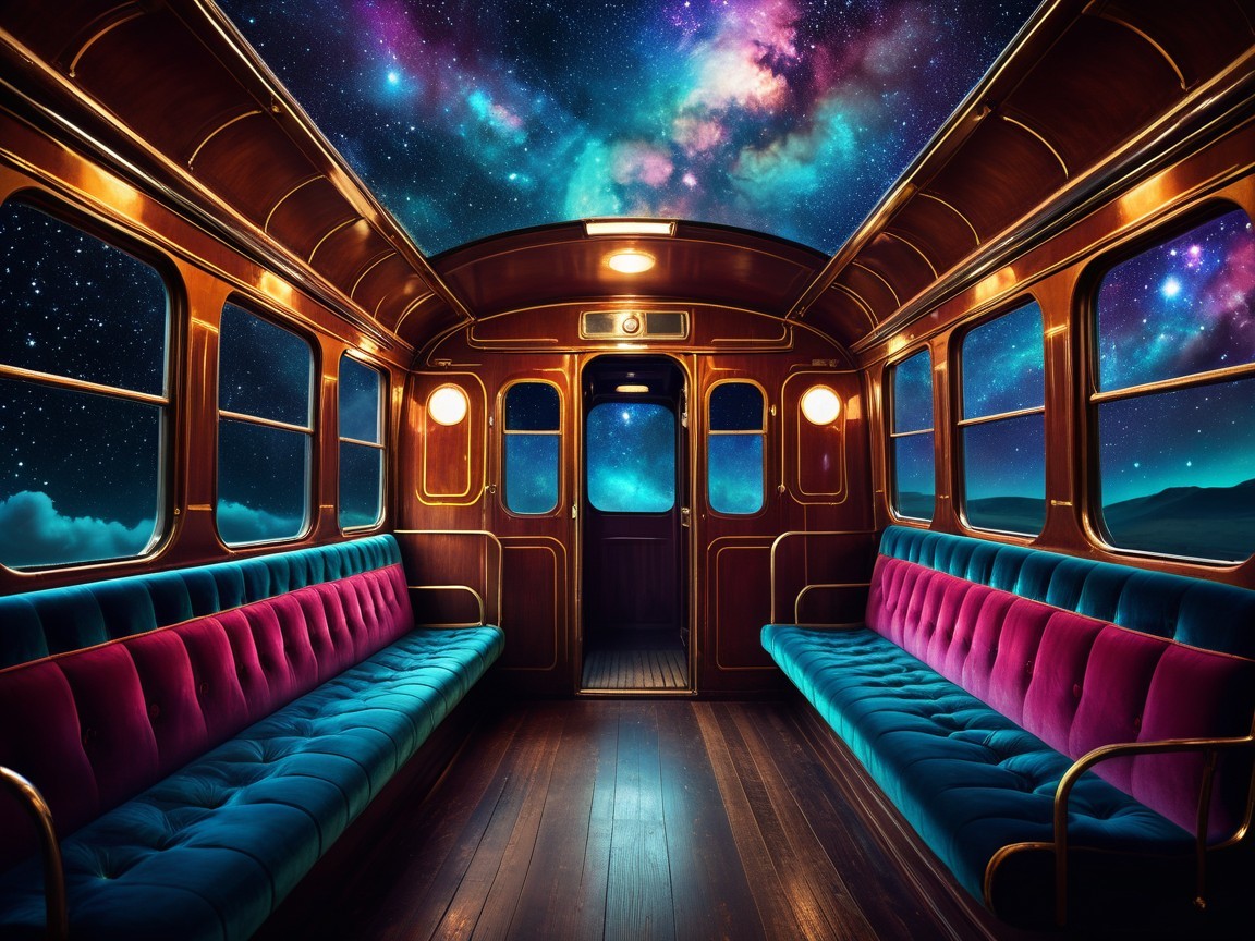 Ornate train carriage with luxury interior design