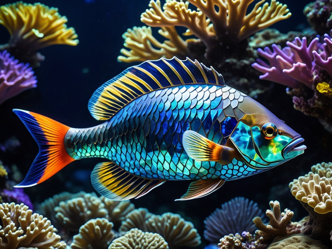 Vivid Fish Among Colorful Coral Reefs in Tropical Scene