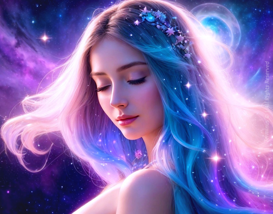 Ethereal Cosmic Goddess: A Celestial Portrait