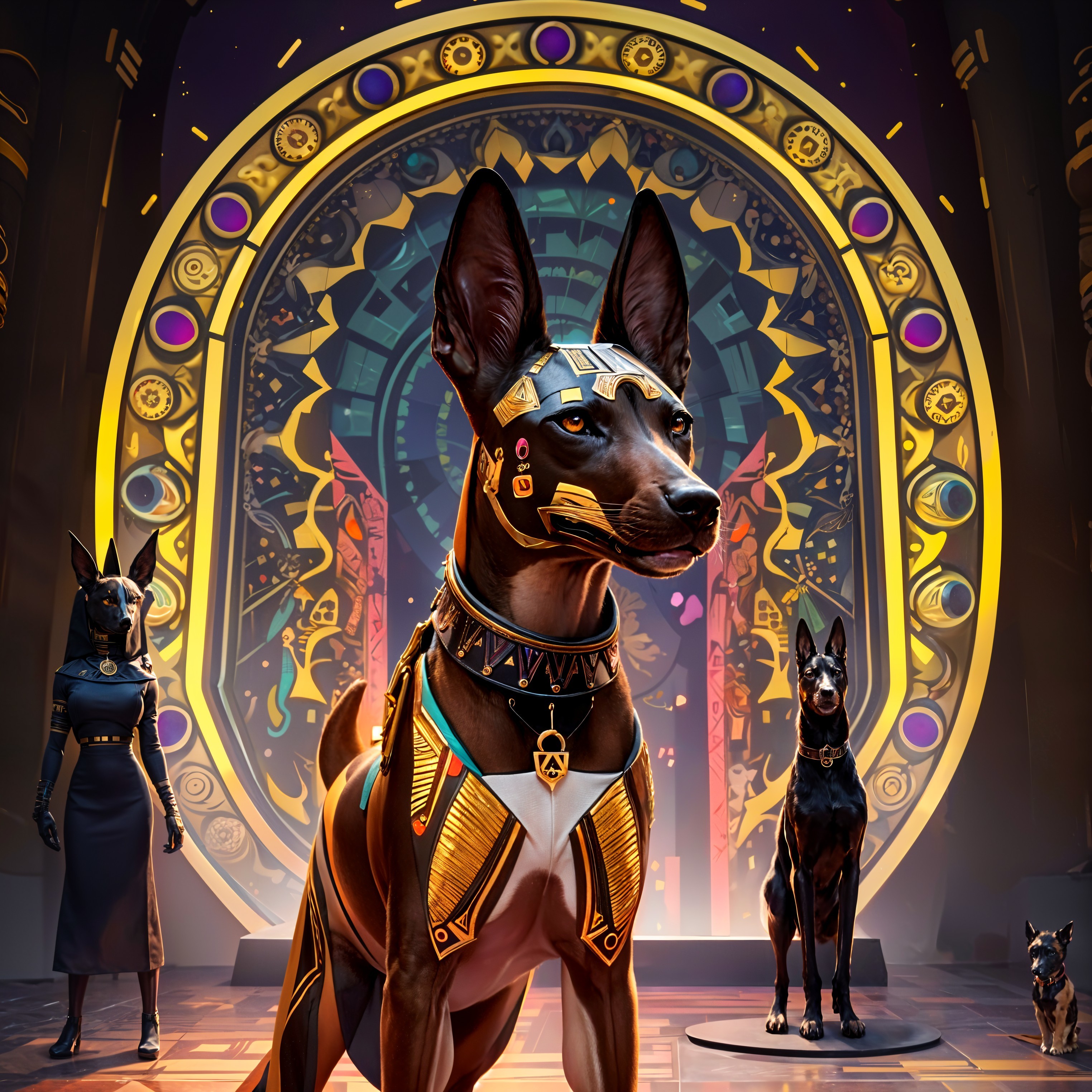 Majestic Dogs in Ornate Ancient Egyptian Setting