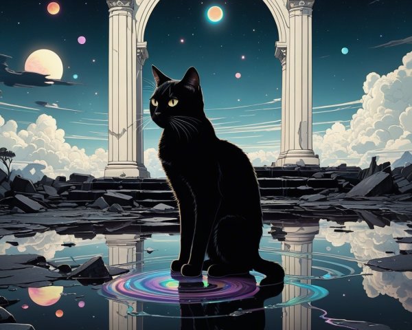Black Cat on Cosmic Vortex with Reflective Surface