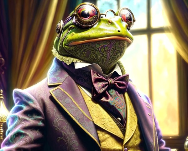 Detailed Portrait of a Frog in Steampunk Attire