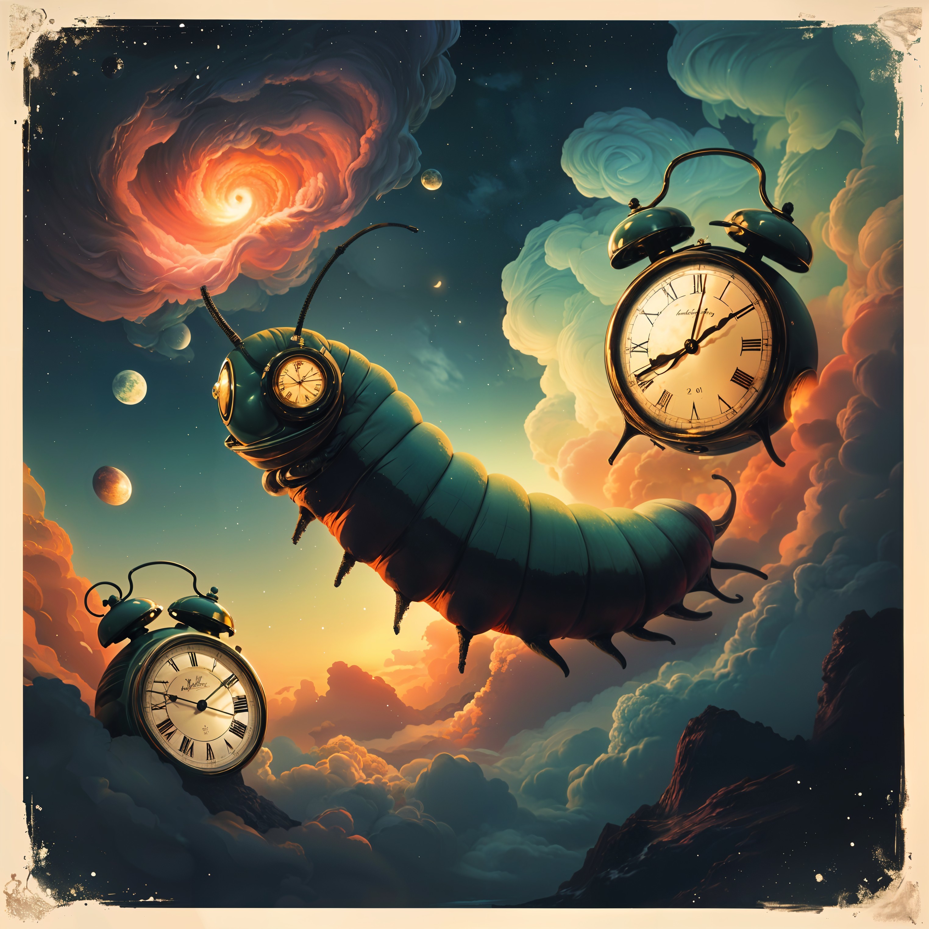 Giant Caterpillar in Cosmic Landscape with Clocks