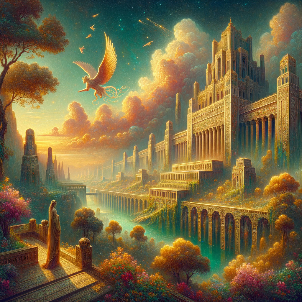 Fantastical Landscape with Majestic Buildings and River