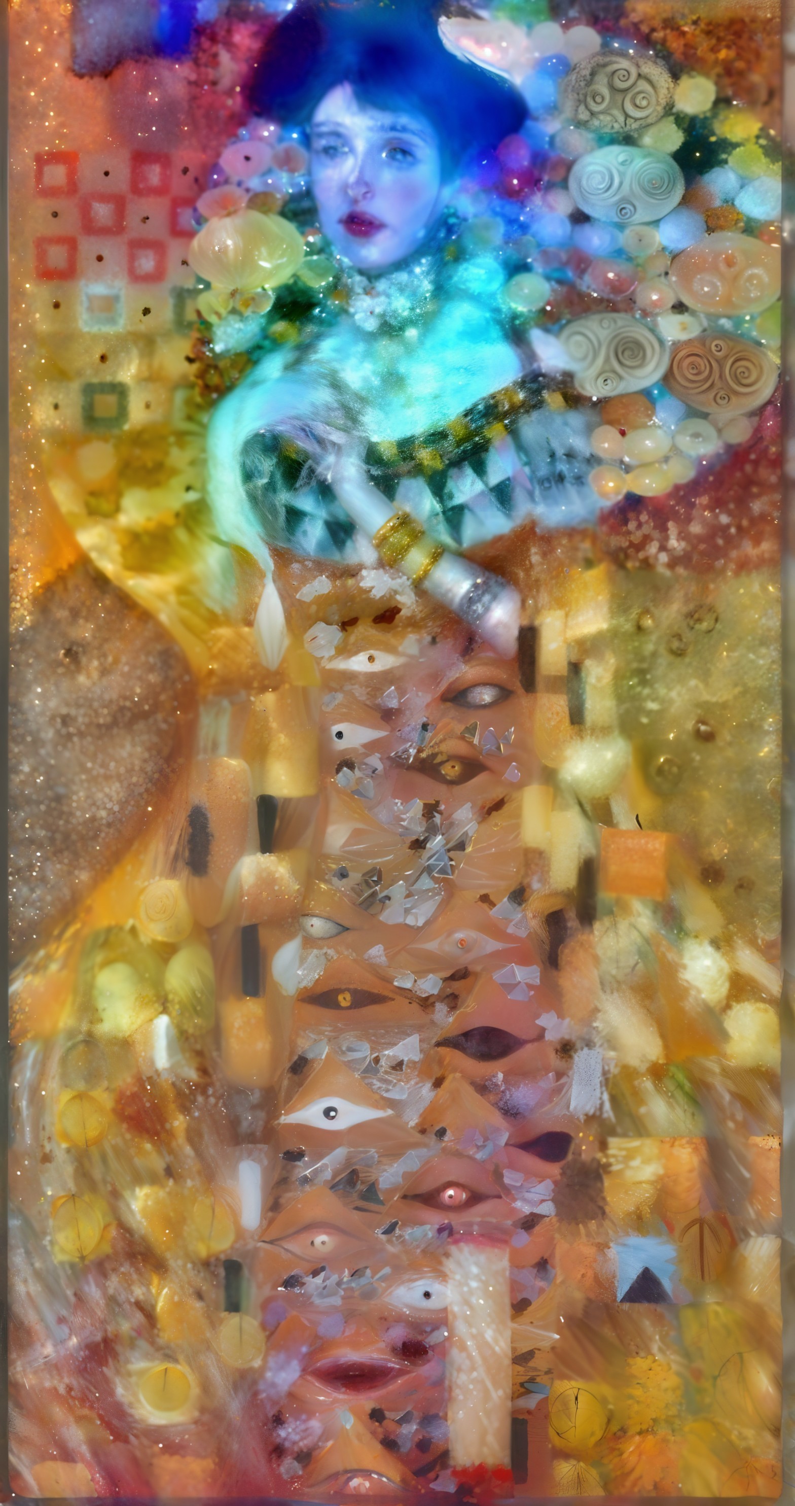 Abstract Composition with Central Figure in Vibrant Colors