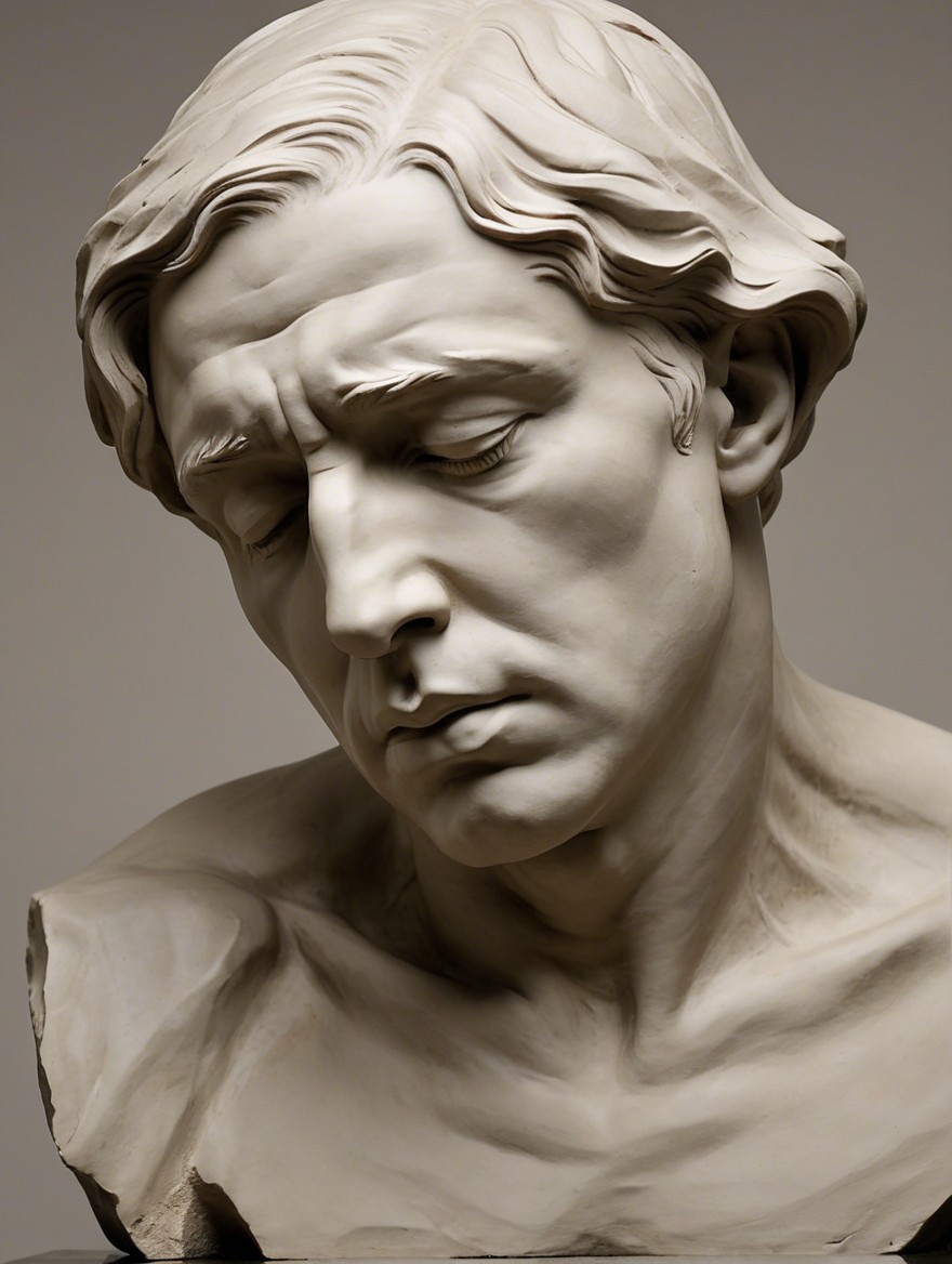 Marble Sculpture of a Contemplative Male Figure