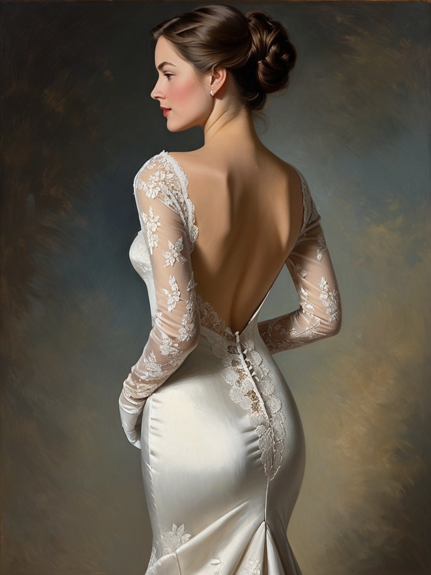 Elegant Woman in Stunning Bridal Gown Portrait