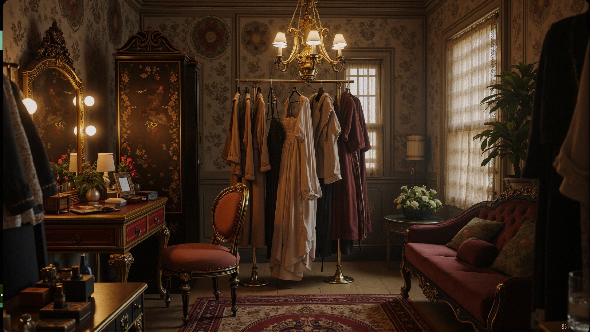 Vintage Dressing Room with Elegant Decor and Furnishings