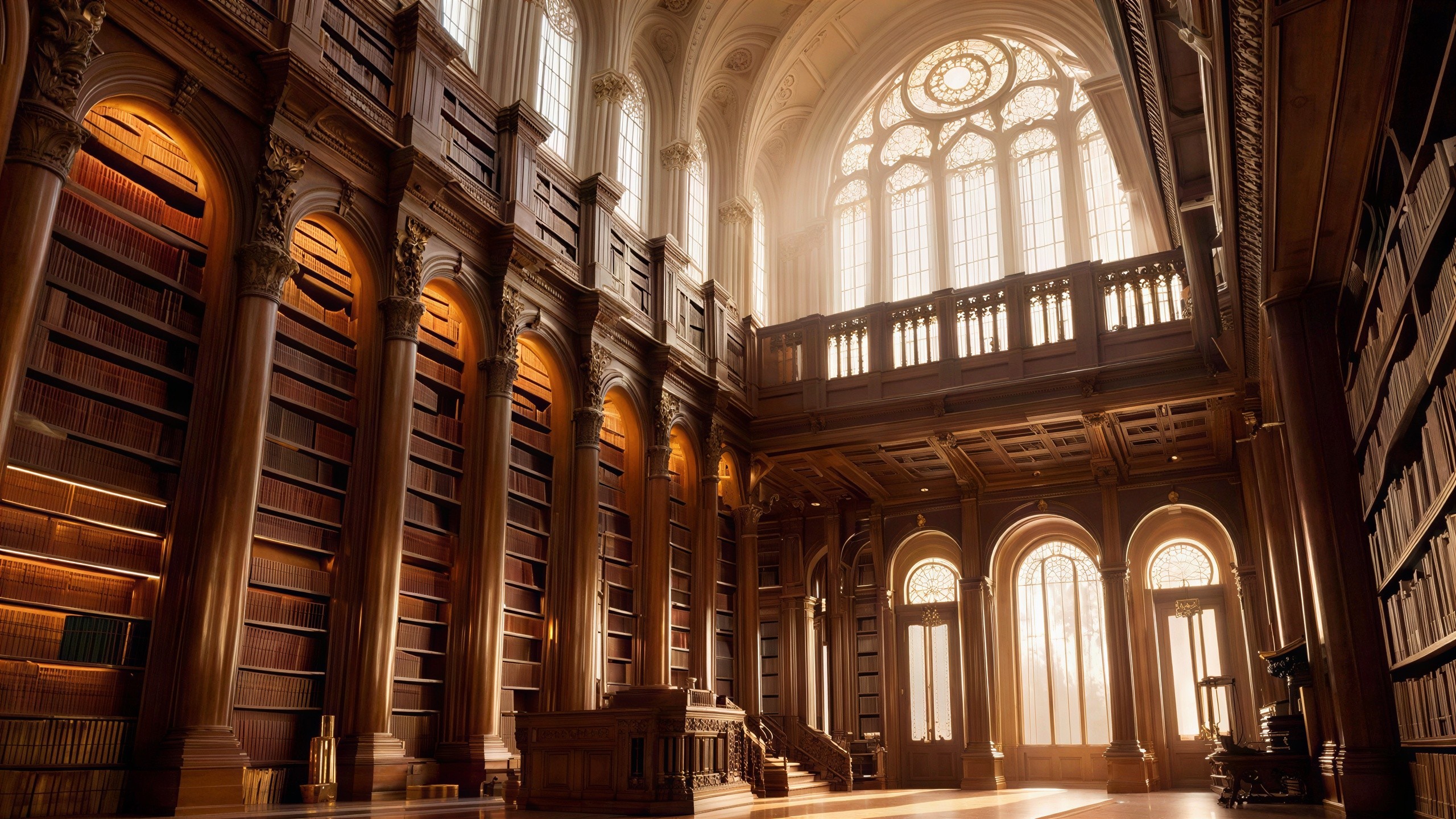 Gothic Elegance in an Opulent Dimly Lit Library