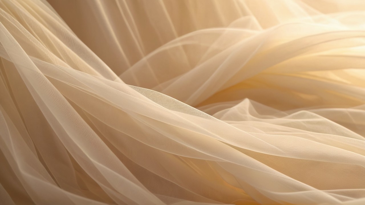 Translucent Beige Fabric Layers Creating Ethereal Atmosphere