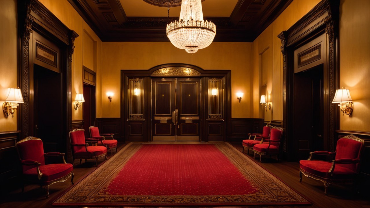 Elegant Dimly Lit Room with Rich Wood Paneling