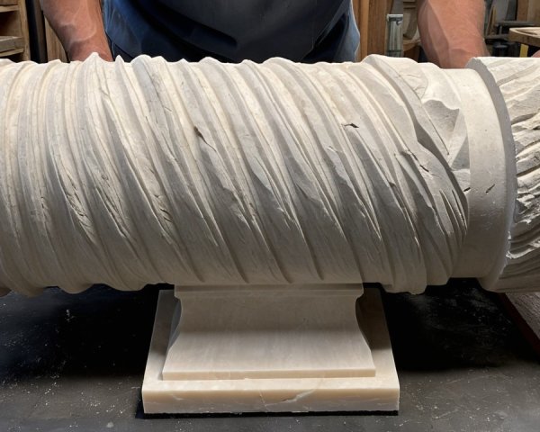 Stone Sculpture with Intricate Swirling Patterns