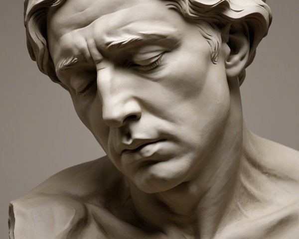 Marble Sculpture of a Contemplative Male Figure