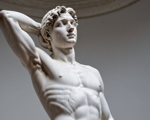 Marble Statue of a Muscular Young Man with Elegance