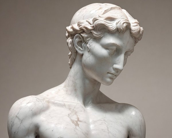 Detailed Marble Sculpture of a Young Man in Classic Style