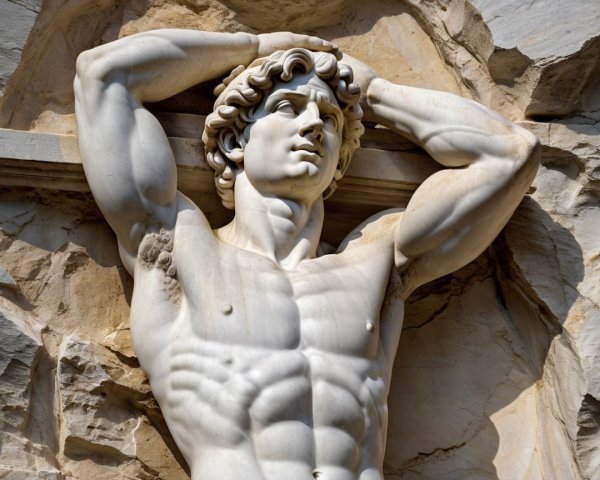 Marble Statue of a Muscular Heroic Figure