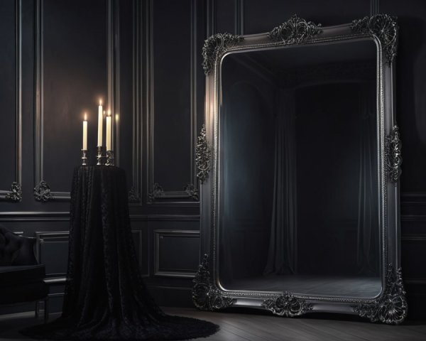 Elegant Room with Ornate Mirror and Candles