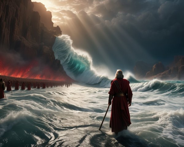Dramatic Scene of a Figure by Tumultuous Waters
