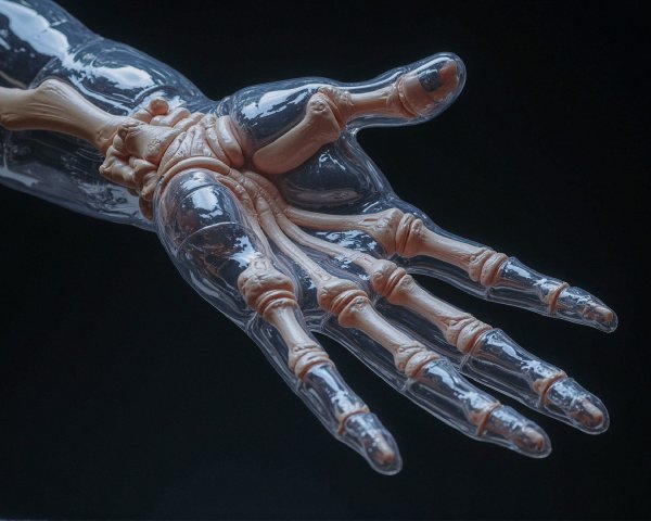 Transparent 3D Model of Human Hand Anatomy