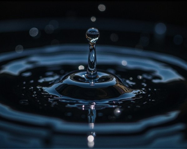 Water Droplet Splashing on Dark Reflective Surface