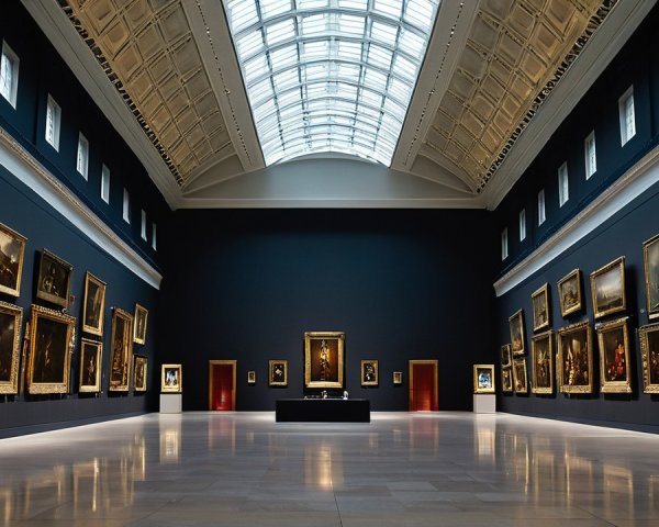 Spacious Art Gallery with High Ceilings and Skylight