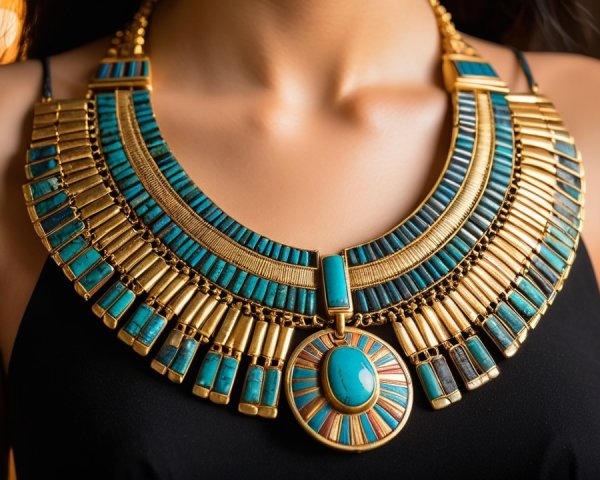 Intricate Gold and Turquoise Statement Necklace Design