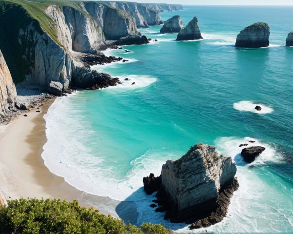 Coastal Landscape with Cliffs and Turquoise Waters