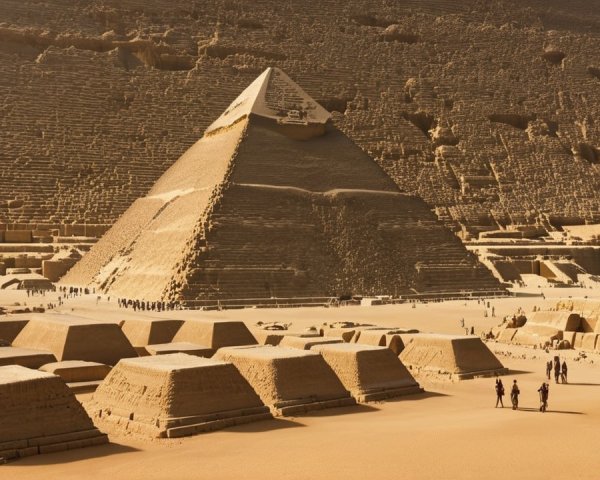 Great Pyramid of Giza with Surrounding Tomb Structures