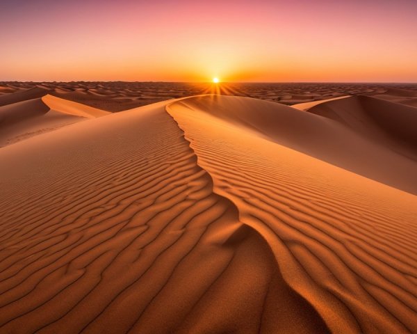 Desert Landscape at Sunset with Sand Dunes and Colors