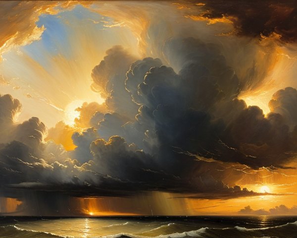 Dramatic Seascape at Sunset with Vibrant Colors