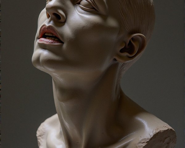Sculpted Bust with Elongated Neck and Detailed Features