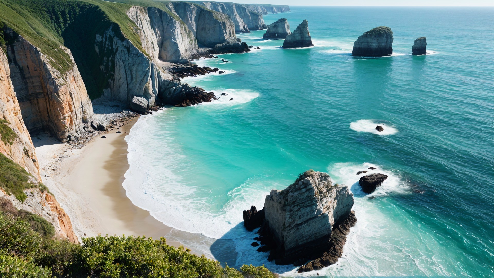 Coastal Landscape with Cliffs and Turquoise Waters
