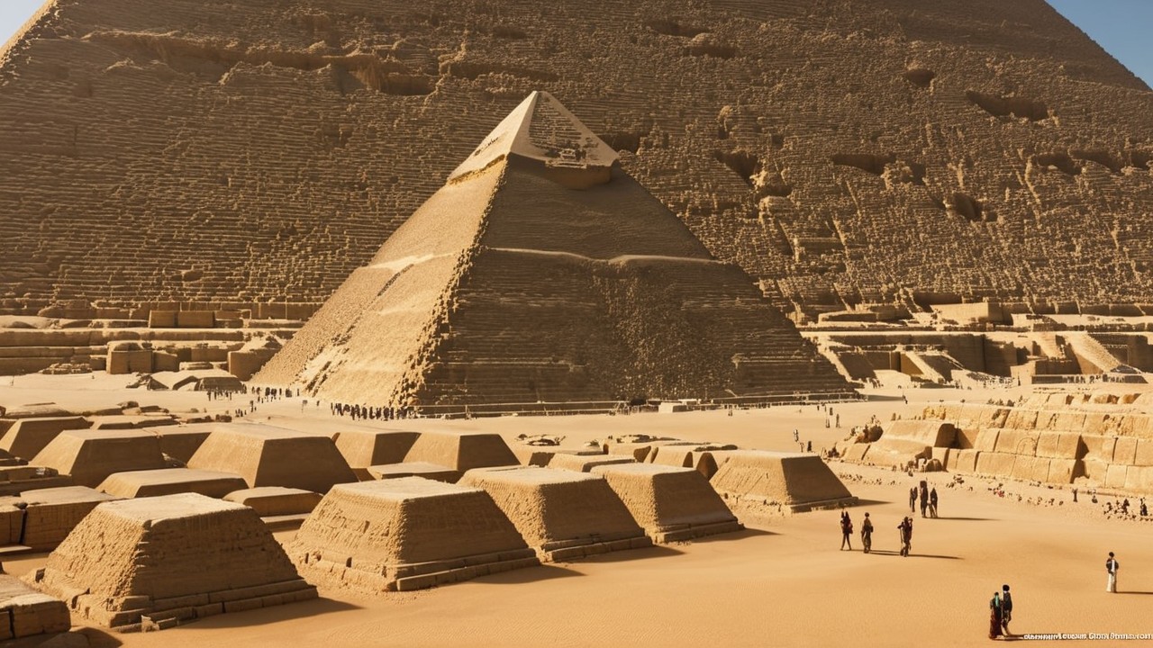 Great Pyramid of Giza with Surrounding Tomb Structures