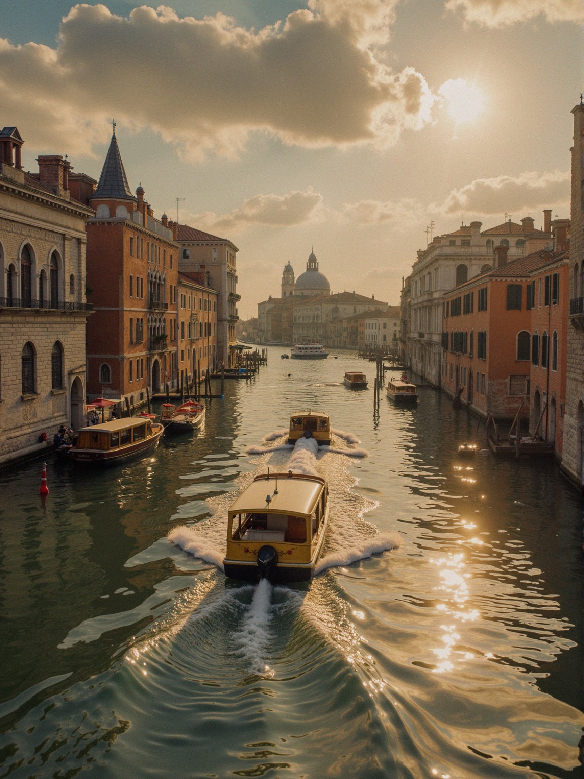 Venice Sunset Over Canal with Historical Buildings