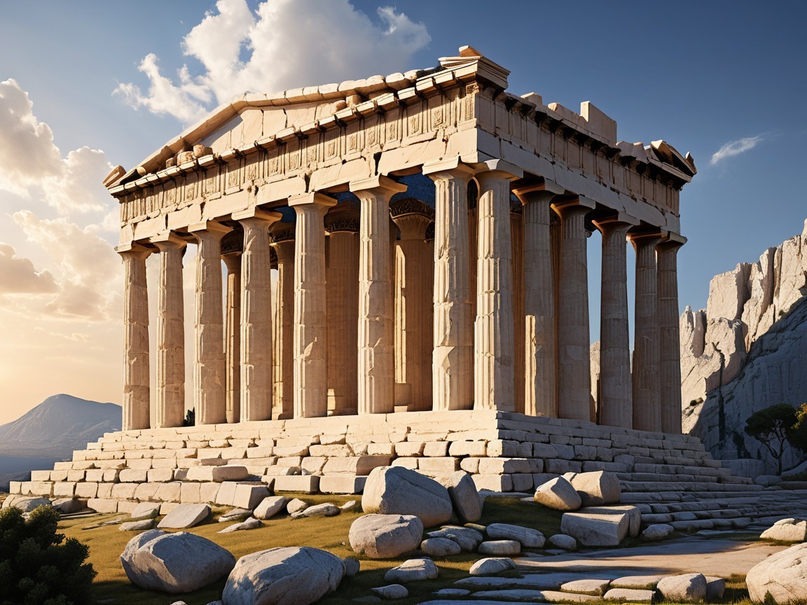 Parthenon: Iconic Greek Temple with Doric Columns