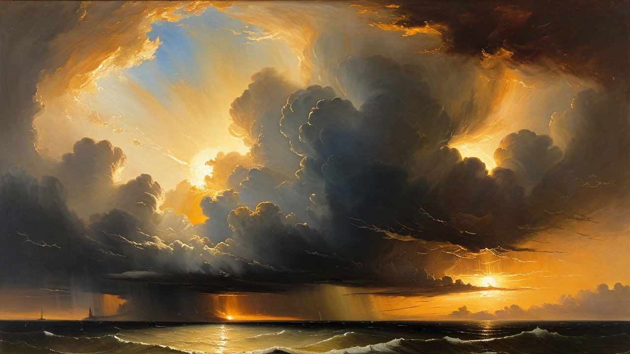 Dramatic Seascape at Sunset with Vibrant Colors